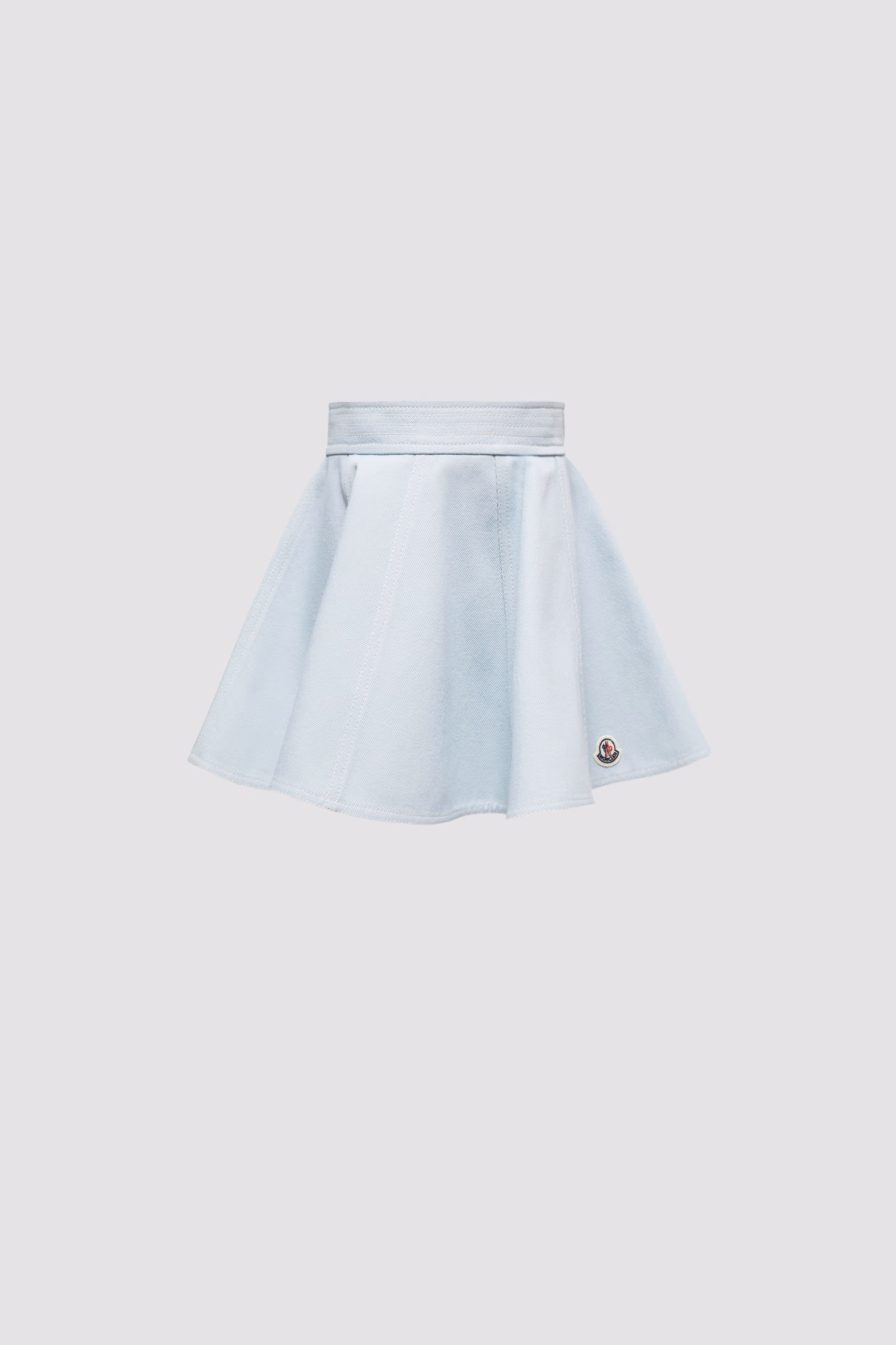 Flared Denim Mini Skirt Girl Light Blue Moncler 0
